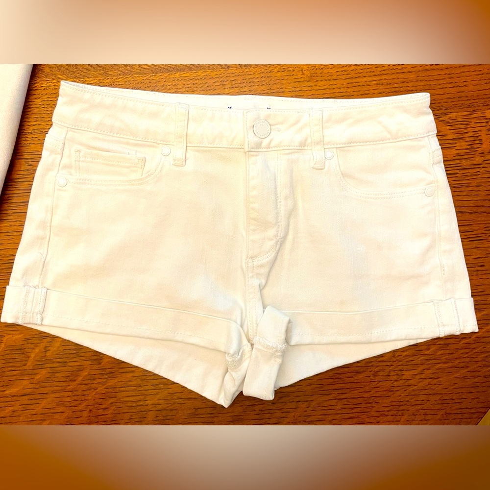 Paige white Jimmy Jimmy denim shorts with rolled cuff